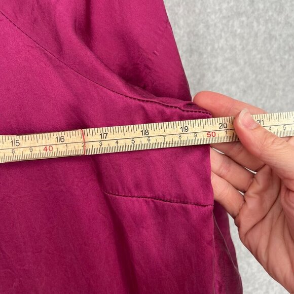 Froxx Womens 100% Silk Puff Bubble Sleeve Midi Shift Dress Size M Berry Red - Picture 10 of 11